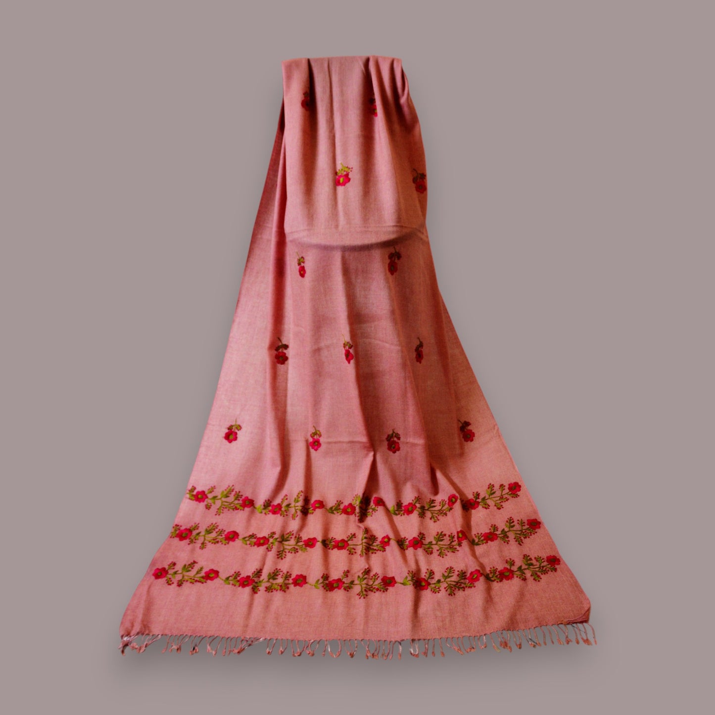 Handmade Women Woollen Shawl Wrap With Handcrafted Design - Blush Pink 1
