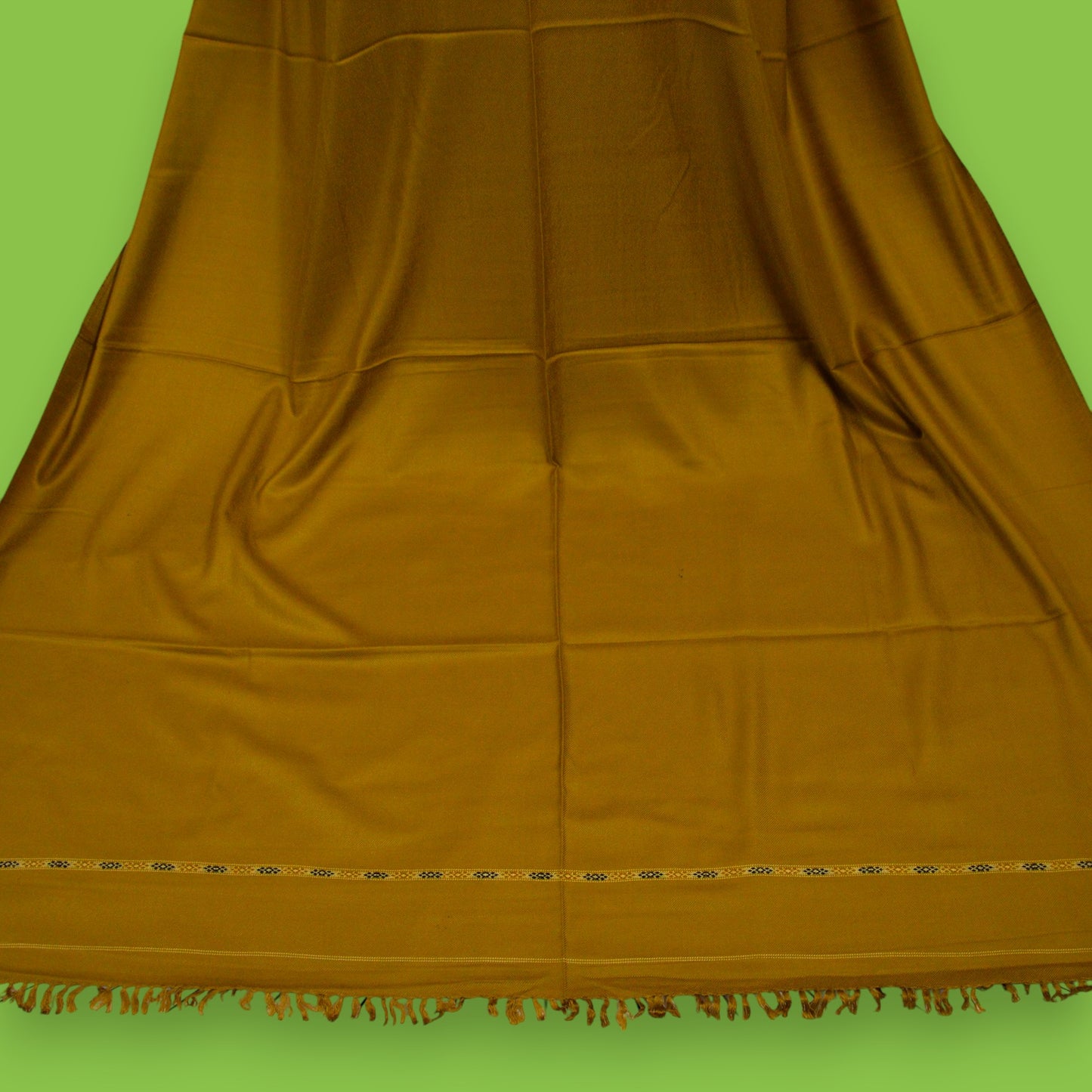 Handmade Unisex Wool Shawl Wrap Handcrafted Border Design - Gold 2