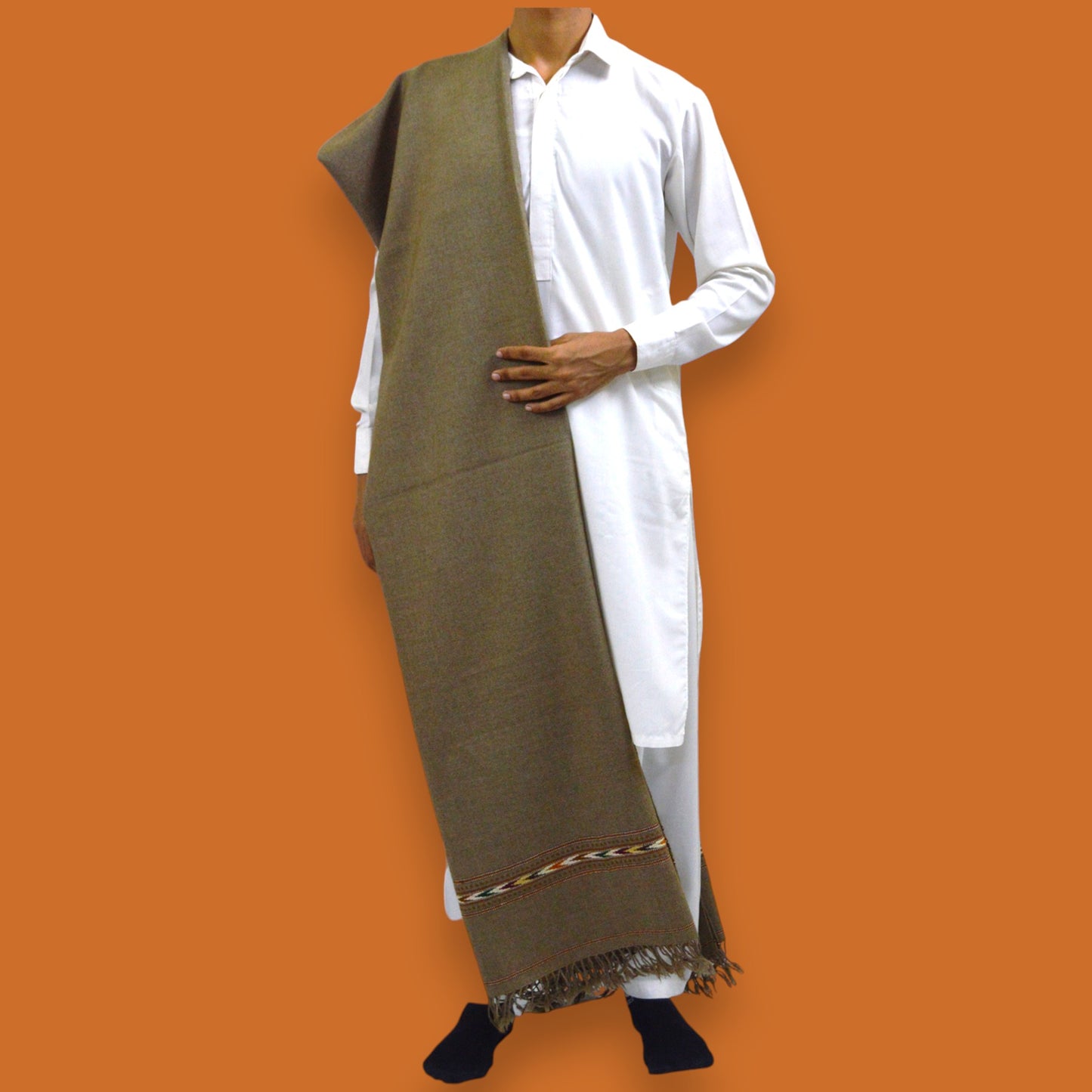 Handmade Unisex Meditation Woollen Shawl Wrap Dark Brown 890gms 1