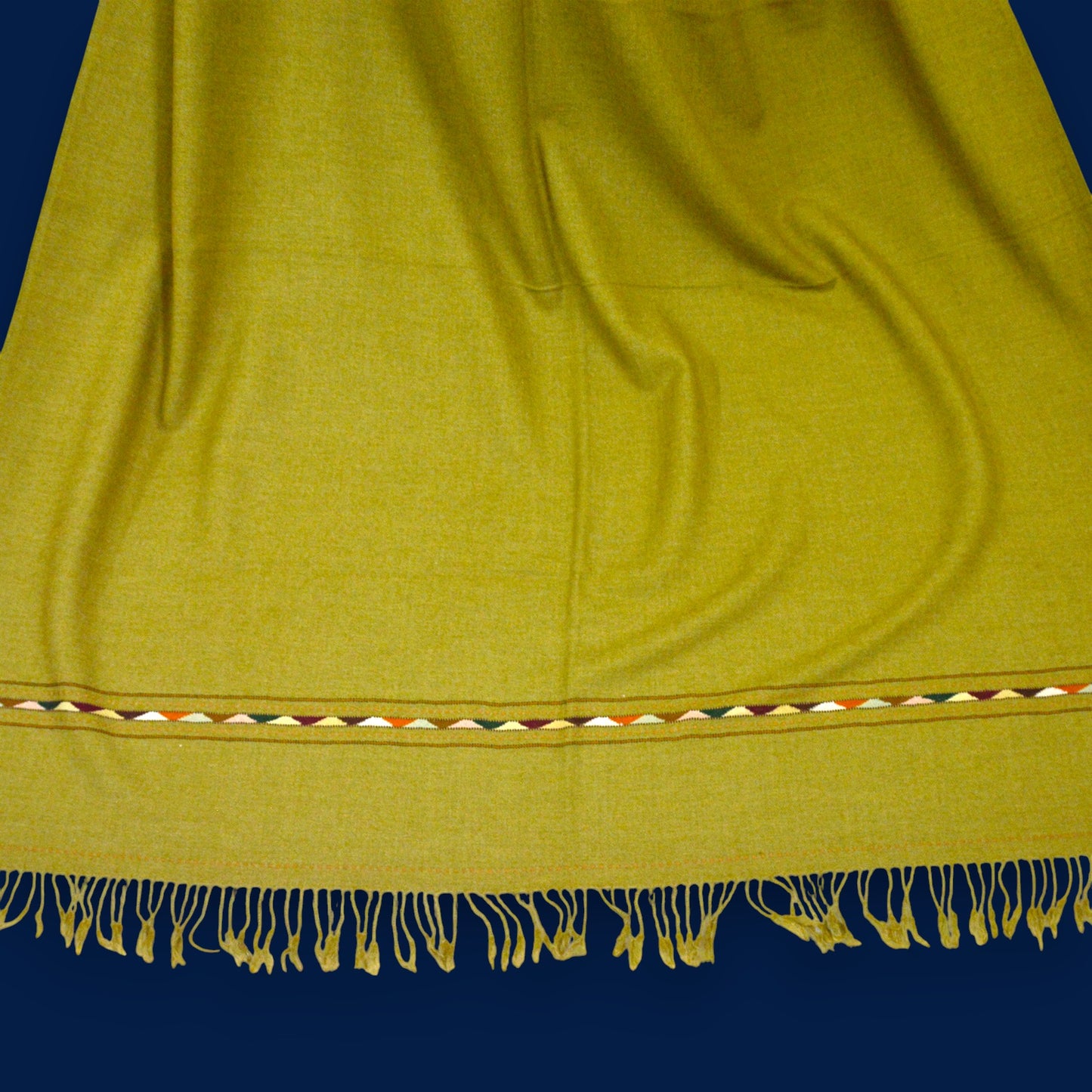 Handmade Unisex Meditation Woollen Shawl Wrap Olive Green 890gms 3