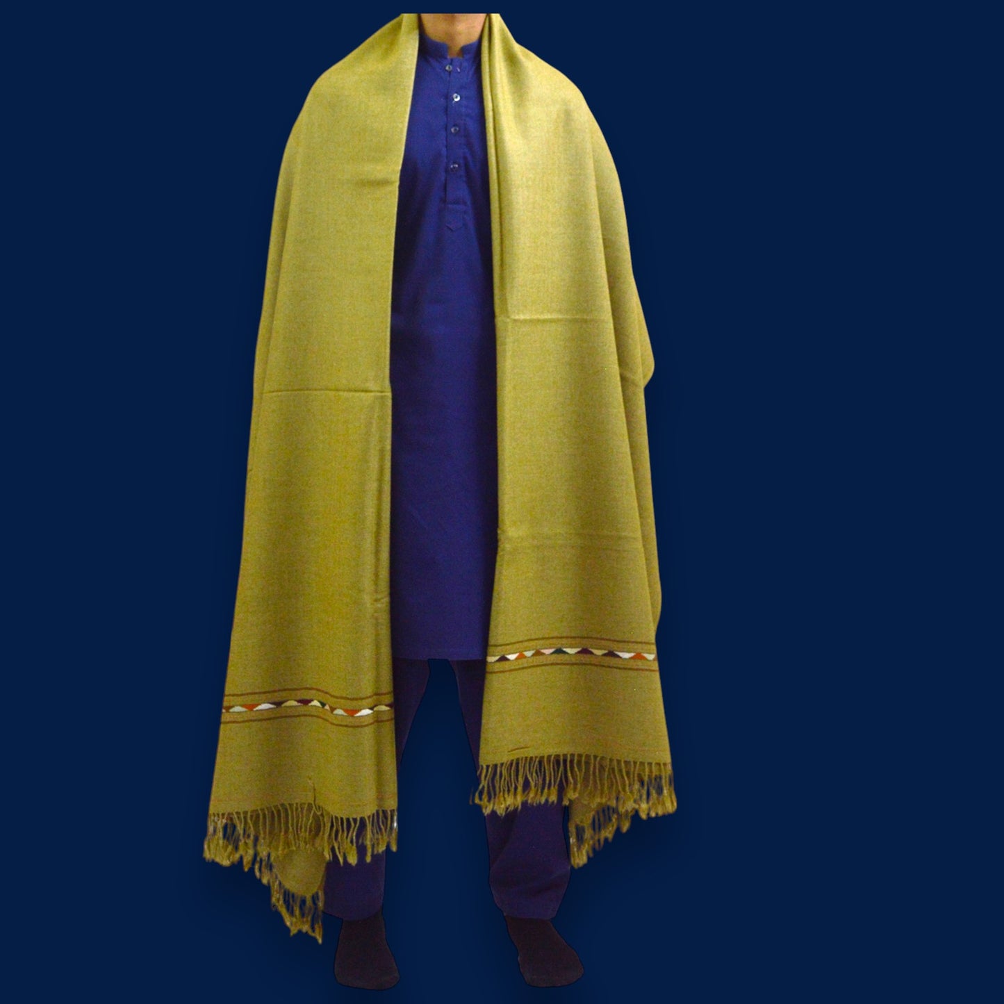 Handmade Unisex Meditation Woollen Shawl Wrap Olive Green 890gms 2