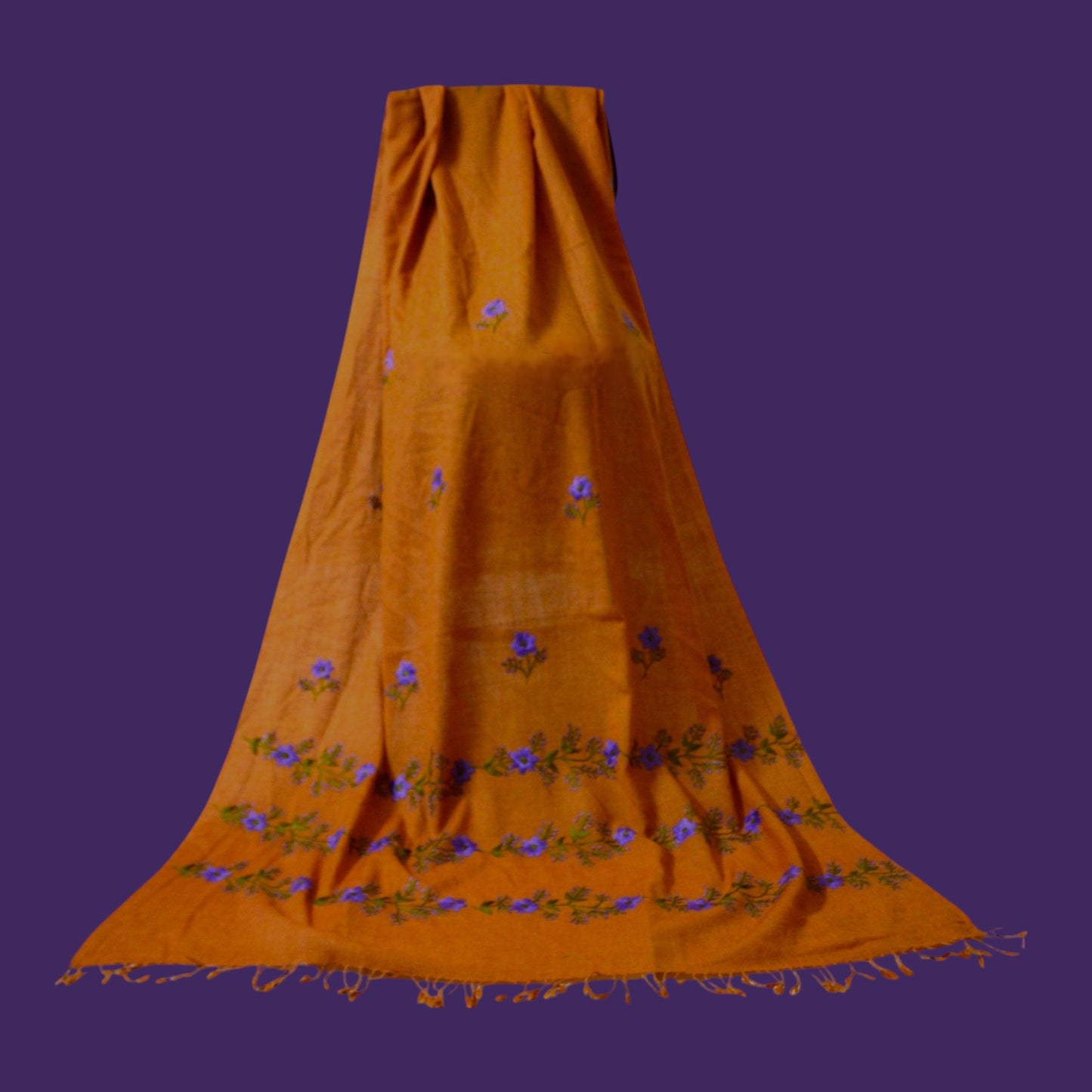 Handmade Women Woollen Shawl Wrap With Handcrafted Design - Rust Orange 5