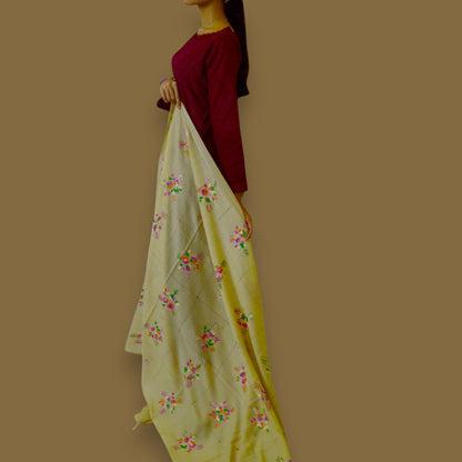 Handmade Women Woollen Shawl Wrap With Handcrafted Design - Tan 2