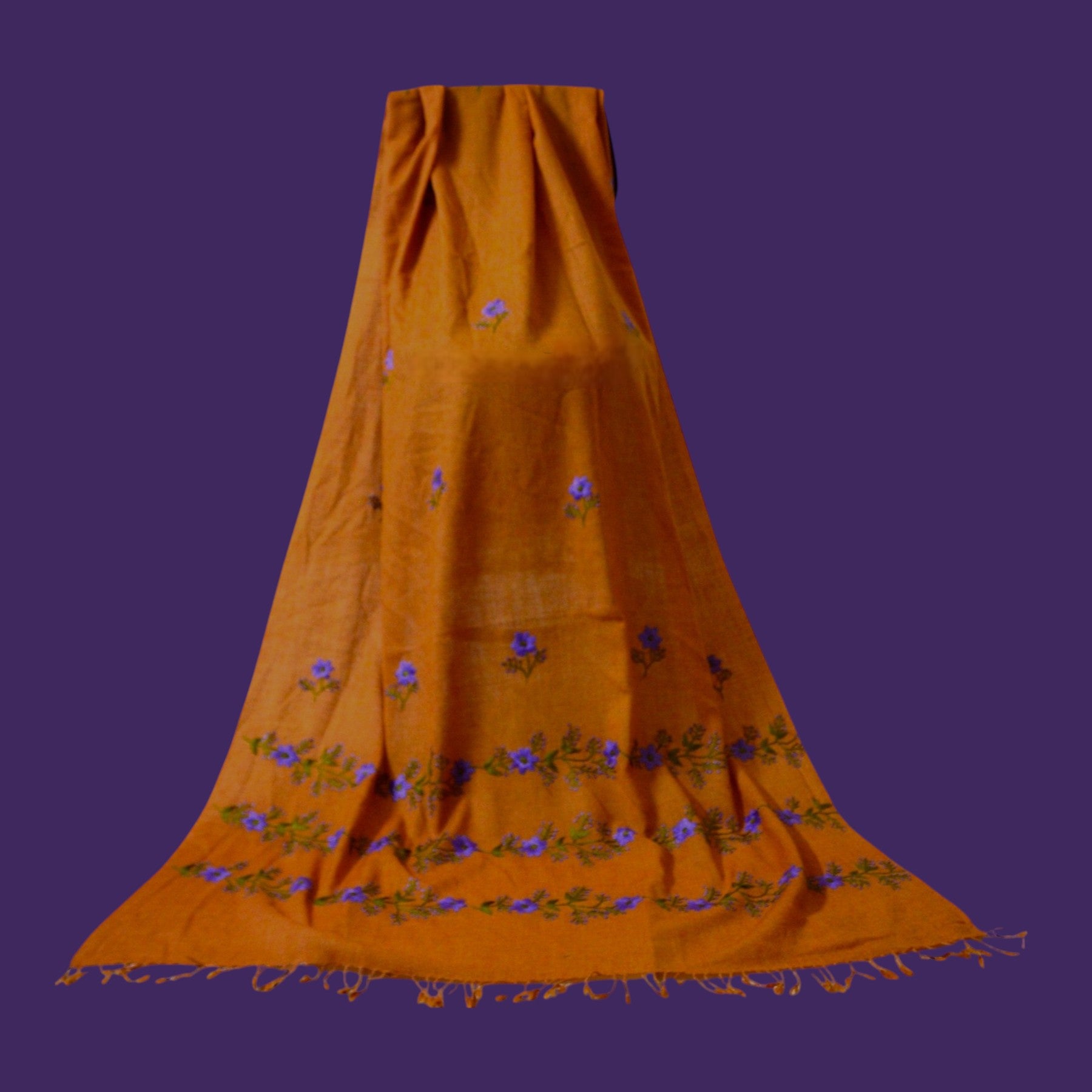 Handmade Women Woollen Shawl Wrap With Handcrafted Design - Rust Orange 5